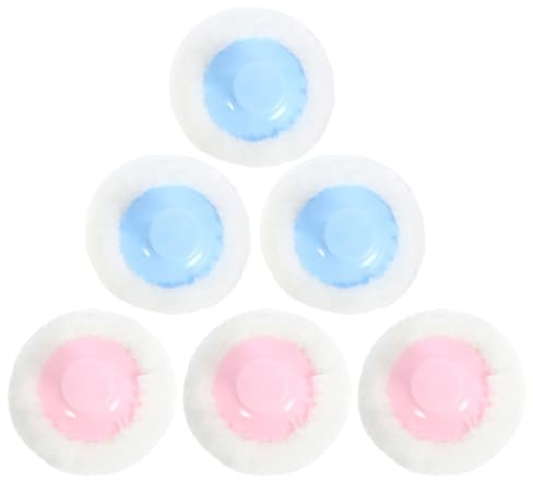 HEALSOPTHY Borlas de Polvo para Bebés 6 Piezas, Aplicadores Suaves y Esponjosos para Polvos Faciales y Corporales, Colores Azul Claro y Rosa, Esponjas para Cuidado Infantil y Protección Piel