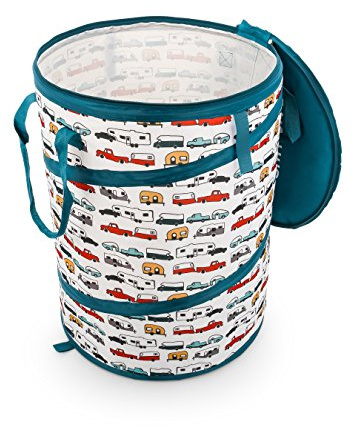 Camco Pop-Up Utility Container - Features Heavy Duty Liner & Zipper Close Lid - Holds 30-Gallon Kitchen-Size Trash Bags - Stands 2-Ft Tall & Collapses for RV Storage and Organization (42986)