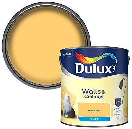 Dulux Walls & Ceilings Matt Emulsion Paint, Banana Split, 2.5 Litres
