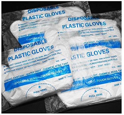 Gtell (500/1000 piezas) Guantes desechables de polietileno transparente, protección de las manos guantes de plástico transparente, 1000pcs, Transparente