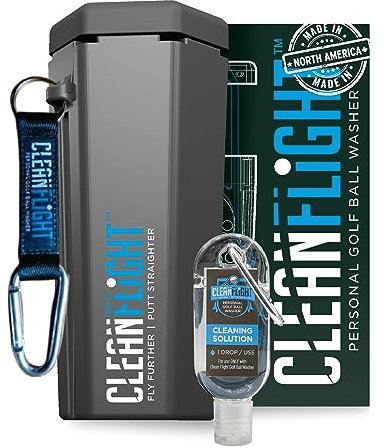 Clean Flight Sauberer Flug Prämie Golfball-Waschmaschine - Tragbare Reinigung für Golftasche oder Wagen - Beste Golfzubehörgeschenke für Männer und Frauen.