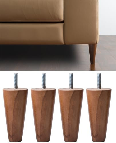 IPEA Patas para Muebles y sofás de Madera Color Nogal – Fabricado en Italia – Juego de 4 Patas con Forma de Cono para armarios y sillones – Patas Color Nogal – Altura 140 mm