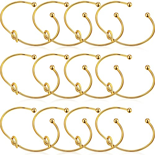 Hicarer 12 Pieces Love Knot Bracelets Knot Cuff Bangle Bracelets Bridesmaid Bangle for Women(Gold)