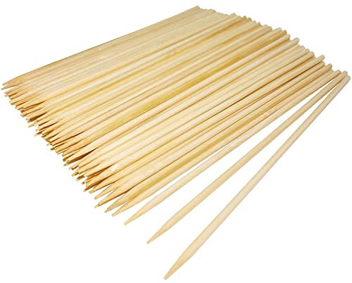 WedDecor 80pcs Wooden Skewers Durable Bamboo Sticks, Ideal for BBQ, Cake Topper, Kebab, Fruits, and Chocolate Fountain, Cocktails Buffet Party, 25cm Length