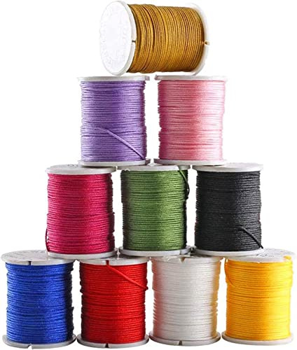 GGISU Fil de Nylon 10 Rouleau 0.8mm x 10m Cordon de Cirée Cordon Nylon Cordon Fil Bracelet Cordon Ciré De Perles Fil pour Bijoux Collier Bracelet Craft Faisant Fabrication de Bijoux