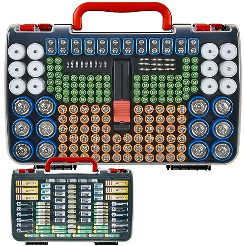 FULLCASE Batteriebox Batterie Aufbewahrungs Organizer mit Tester, Batterien aufbewahrung, Batteri Aufbewahrungsbox für 269 AA AAA AAAA 3A 4A 9V C D Lithium 23A 4LR44 CR123A CR1632 CR2032, nur Box