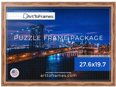 ArtToFrames 27.6x19.7 INCH/70x50 CM Brown Frame for 1000 Piece Puzzles.This 1.25 Inch Custom Wood Puzzle Frame is Honey - Comes with Economy Acrylic (Puzzle0066-59504-YHNY-27.6x19.7)