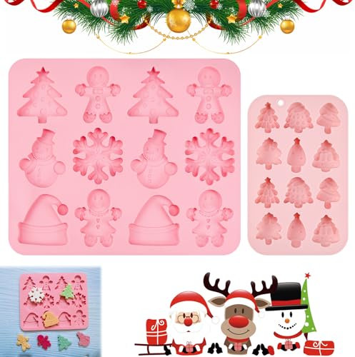 ADERTOS Stampo Silicone Natale per Cioccolato, Biscotti, Caramelle, Dolce, Sapone - 24 Cavità, Formine Natalizie
