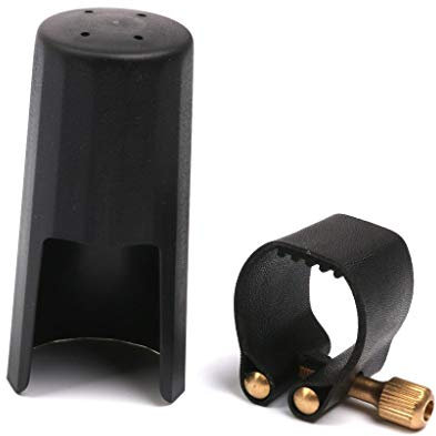 TOBEOME Kunststoff Klarinetten Mundstueck Abdeckkappe Mit PU-Blattschraube Schwarz