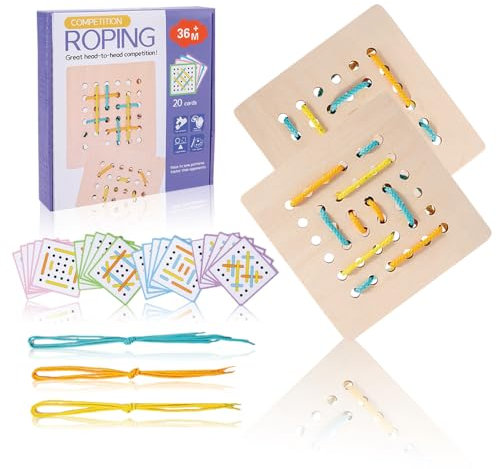 Dr. MUYA® Montessori Spielzeug ab 3 4 5 Jahre, Kinderspielzeug ab 3 Jahre, Fädelspielzeug Fädelbrett für Kinder, Montessori Fädelspiel, Motorikspielzeug, Geschenk 3 Jahre Kinder Mädchen Junge