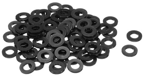 QUARKZMAN 120Pz Rondella Piatta in Nylon M8 8mm ID 16mm OD 2mm Spessore Guarnizioni Idrauliche Kit Piatte Guarnizione in Plastica Fissaggio Guarnizione Anello di Tenuta, Nero