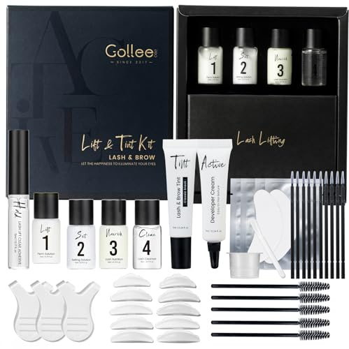 Lash Lift and Tint Kit Black, Brow Lamination Kit Black Eyelash & Eyebrow Set Eyelash Perm Set With Detail Instruction and Complete Tools Easy For Beginner Achieve Salon-Quality at Home