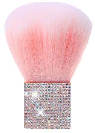 1 cepillo para polvo de uñas con mango cuadrado de diamantes de imitación, brochas para quitar polvo de uñas acrílicas, herramientas de limpieza para recortar uñas