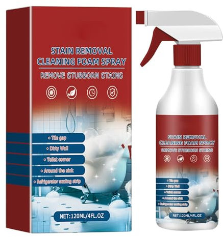 Multifunktionaler Reinigungsschaum zur Fleckenentfernung, 120ml Leistungsstarker Schaumreiniger für Badezimmer, Fleckenentferner Spray, Bad-Reiniger, Allzweck-Reiniger Schaumspray für Dusche und Bad