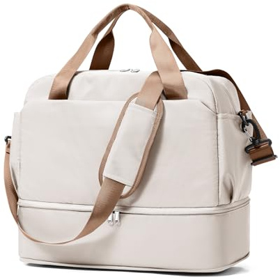 HPLQQ Bolsa de Viaje 40x30x20 Ryanair Equipaje de Mano de Fin de Semana de Deporte Mujer con Compartimento para Zapatos Impermeable Bolsa Gimnasio Bolso Maternidad Hospital,C01-Beige Marrón