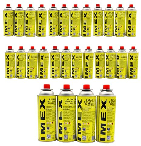 IMEX Cartuccia di gas butano 227 g con valvola tipo MSF-1a, cartuccia a gas butano universale per fornelli da campeggio, riscaldamento a gas, bruciatore a gas, bruciatore per erbacce, bruciatore per