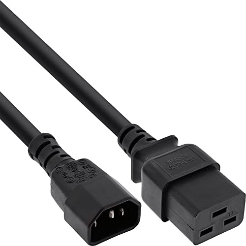 InLine 16659H Netz Adapterkabel, IEC-60320 C14 auf C19, 3x1,5mm², max. 10A, schwarz, 3m