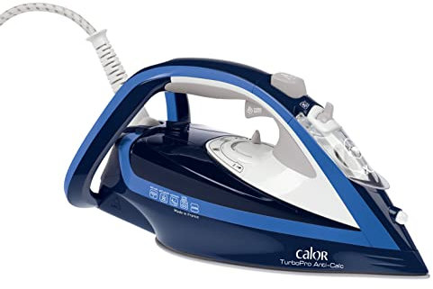 Calor FV5630C0 Fer à Repasser Vapeur Turbopro Anti-Calc Turbo Boost Effet Pressing jusqu’à 200g/min Collecteur de Calcaire 2600W Bleu
