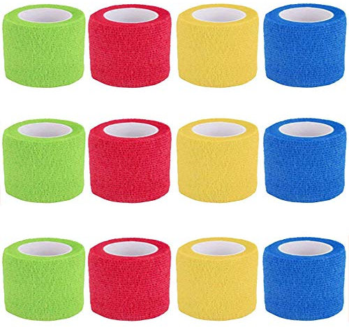 Elastische Bandage Athletic Tape, 12 Rollen 4 Farben Medizinische Selbstklebende Bandage Für Handgelenke, Finger, Handflächen, Knie, Waden, Zehen