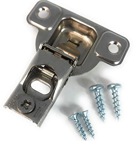Salice E-Centra Nickel-Plated Metal 106-degree 9/16-inch Overlay Screw-on Face Frame Hinge with 2 Cams (1 Hinge)