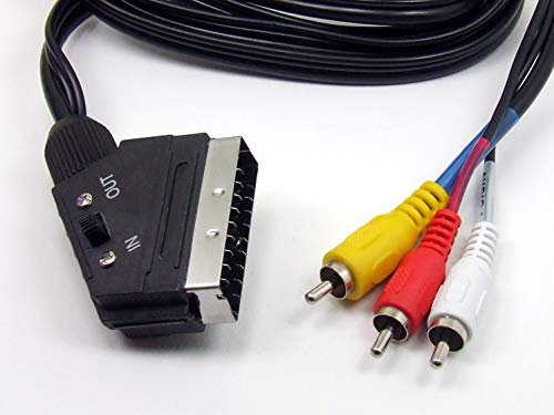 POPESQ® 1 pz. x SCART Cavo Premium SCART Connettore Maschio - 3xRCA Connettore Maschio 2m Nero #A2868