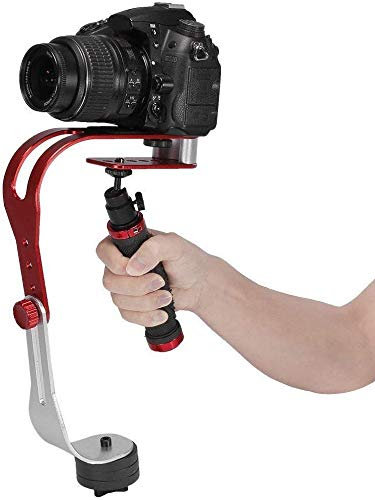 Estabilizador de video Steadycam profesional, portátil, Vídeo; correa para mano; soporte estable para videocámara Canon, Nikon, Sony, DV DSLR; correa de agarre de goma, color rojo y negro