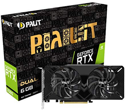 Palit GeForce RTX 2060 - Scheda Grafica Dual GDDR6 da 6 GB, GPU 1365 MHz, Boost 1680 MHz, DisplayPort, HDMI, architettura NVIDIA Turing, Ray-Tracing, Doppia Ventola
