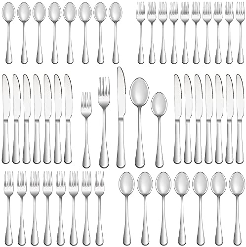 50 Piece Silverware Set Service for 10,Premium Stainless Steel Flatware Set,Mirror Polished Cutlery Utensil Set,Durable Home Kitchen Eating Tableware Set,Include Fork Knife Spoon Set,Dishwasher Safe