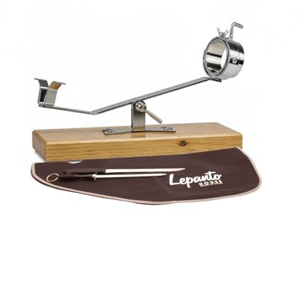 FERRETERIA LEPANTO Jamonero Giratorio basculante Giratorio, Soporte jamonero + Set de Corte con Cuchillo jamonero, chaira y Cubre Jamon: (Base Madera Nogal)