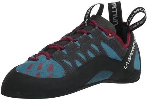 LA SPORTIVA W Tarantulace Blau - Bequemer vielseitiger Damen Lederkletterschuh, Größe EU 37.5 - Farbe Topaz - Red Plum
