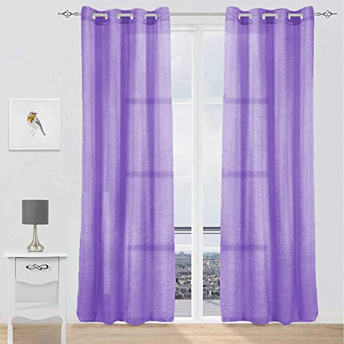 GREATOYAR Cortinas Translúcidas en Poliéster para Sala, Cuarto, Dormitorio, Comedor, Cocina, Salón - Visillos Modernos, 2 Piezas, 140x260cm, Morado Claro