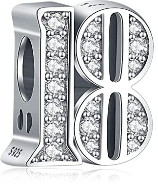 Amuefer Number 18 Charms für Armbänder Brithday Jahrestag Bead 925 Sterling Silber Anhänger Geschenk für Frauen Armband Halsketten