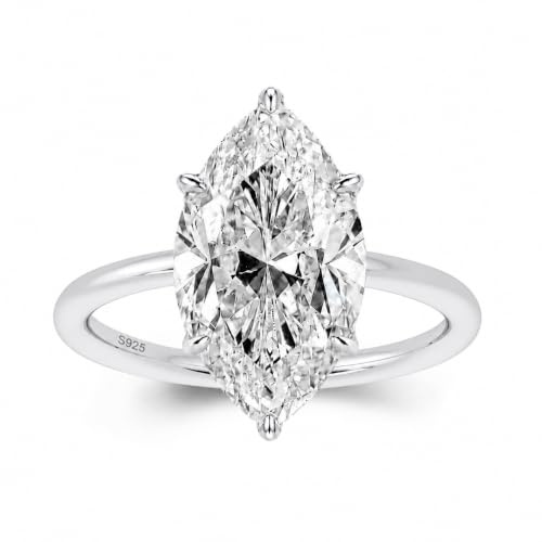 RODIFFY Anillo de compromiso de corte marquesa de 3,5 quilates, anillo de compromiso de circonita cúbica de grado AAAAA para mujer, plata S925, joyería nupcial de boda