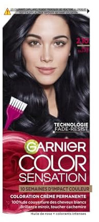 Garnier Color Sensation Coloration - Noir Bleuté 2.10 - Coloration Crème Permanente - Tous Types de Cheveux - Couleur jusqu'à 10 Semaines & Couvre les Cheveux Blancs 100%