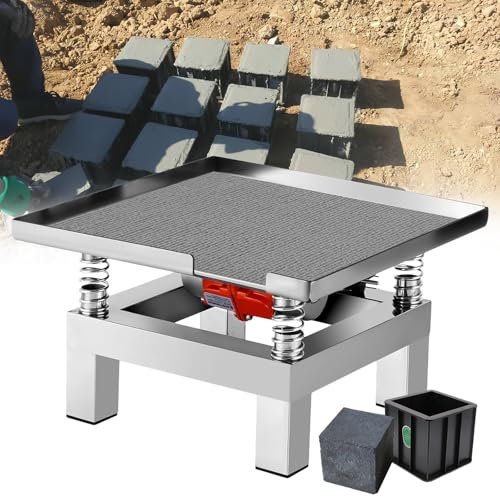 Petite Table Vibrante en Béton de 35x35cm,Machine Vibrante de Vibrateur à Plaque Plate en Béton de 3000Tr/Min,Plate-Forme de Vibration de Bloc D'essai de Banc Mini Vibra en Acier Inoxydable,110V