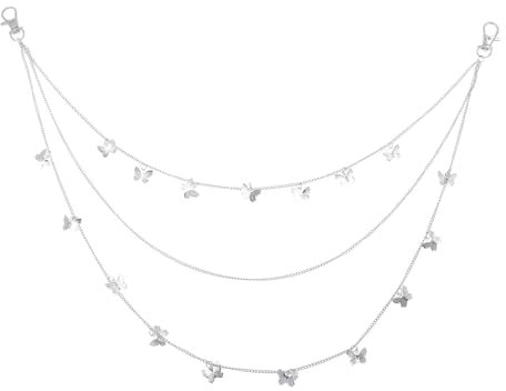 SAFIGLE Mehrlagige Taillenkette Aus Silber Mit Schmetterlingsmotiv Für Damen Und Herren – Vielseitige Hosenkette Und Körperkette Für Hip-Hop Und Punk Stil 19.7 Zoll