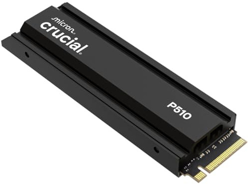 Crucial P510 SSD 2TB PCIe 5.0 x5 Gen5 NVMe M.2 con Disipador, Velocidades de lectura hasta 10000 MB/s, escritura 8700 MB/s, Ordenador de Sobremesa e PS5, Disco Duro Interno- CT2000P510SSD5-01