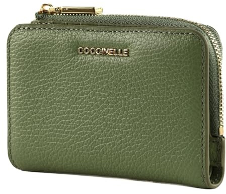 Coccinelle Cuir Porte-Monnaie Metallic Soft Wallet Greenery Menthe