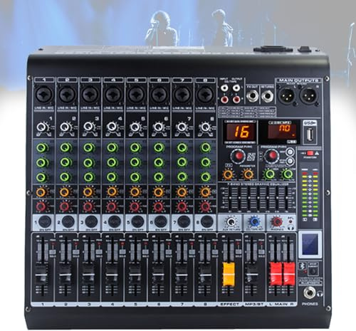 Zowdrix 8-Channel Professional Audio Mixer and Amplifier Sounds Mixing Board, With 48V Phantom Power, Usb Audio Mixer, Bluetooth MP3 Mixer, for Stage, Home Studio 8Channel