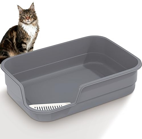 Vealind Extra Large Cat Litter Tray with High Sided and Low Entrance 60 X 40 X 15 CM XL Litter Trays for Cats Leak Proof Easy Clean Cat Litter Box