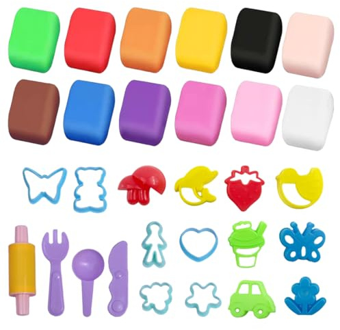 LACHT 1 Set Pongo, Plastilina Per Bambini, Plastilina, Pasta Modellabile, Con 2 Set Di Stampi, Per Bambini, Attività Fai Da Te, Arti E Mestieri, Regalo