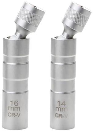 Zerabidpro Llave Bujias 16/14mm, Juego de Llaves de Vaso para Bujías de 12 Puntos, 3/8 Pulgadas, Herramienta de Extracción de Bujías, Duradera y Flexible, 98mm, Pack de 2