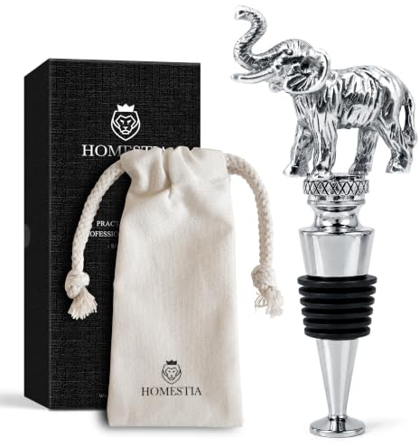 Homestia Wine Stoppers for Wine Bottles, Elephant Wine Beverage Bottle Stopper, Stainless Steel Reusable Wine Corks with Silicone Seal, Bottle Cover Leak proof Keep Fresh
