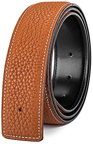 Vatee's Damen/Herren Echtleder-Ersatz-Gürtelriemen ohne Schnalle 38mm breit 120cm lang Erde Gelb