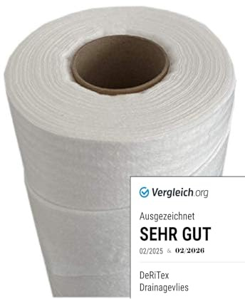DeRiTex 150 g/200 g/300 g/500 g, tessuto non tessuto protettivo per piscina o piscina (tessuto non tessuto 150 g/m², 1,5 m x 25 m = 37,5 m²)