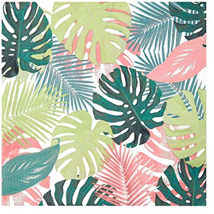 Talking Tables Servilletas de papel de hojas de palmera tropical en colores pastel, desechables, vajilla para cenar, cumpleaños, fiesta en el jardín, verano, picnic, safari, hawaiano, decoupage