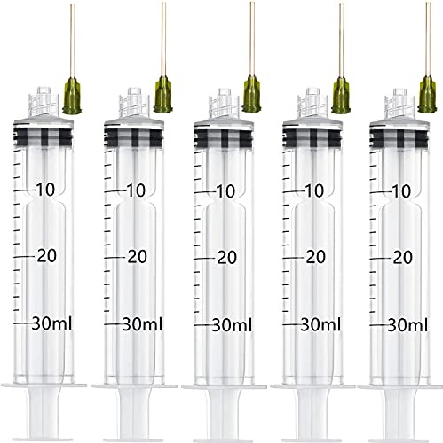 30ml Syringe with Blunt Needle Tip 1.5 Inches, for Essential Oil filling, Measuring and Dispensing, Set of 5