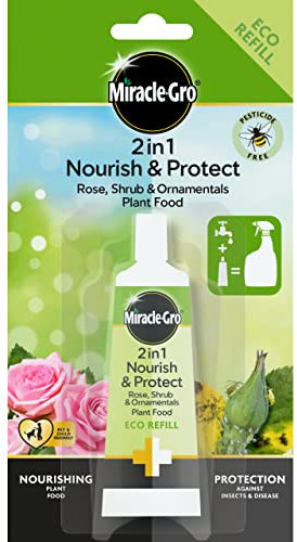 Miracle-Gro 2 in 1 Nourish and Protect Rose, Shrub, and Ornamental Ready to Use Plant Food, Eco-Refill