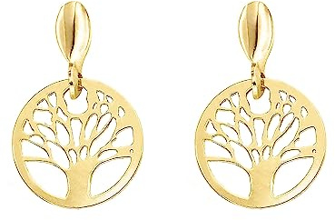 forme di Lucchetta - 9 Karat Gelbgold Lebensbaum Ohrringe - Leichte Ohrhänger, Gold Ohrringe Damen 375 Echtgold - Hochwertiges Schmuck hergestellt in Italien