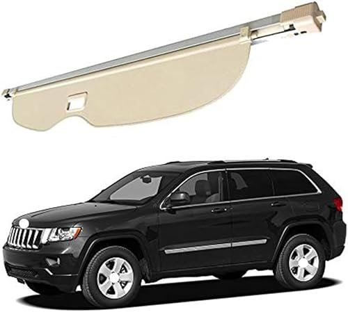 HMLTD Auto Einziehbare Hintere Kofferraum-Hutablage für Jeep Grand Cherokee 2011-2016 2017-2020, Auto Laderaumabdeckung Kofferraumabdeckung Rollo Cargo Cover,A